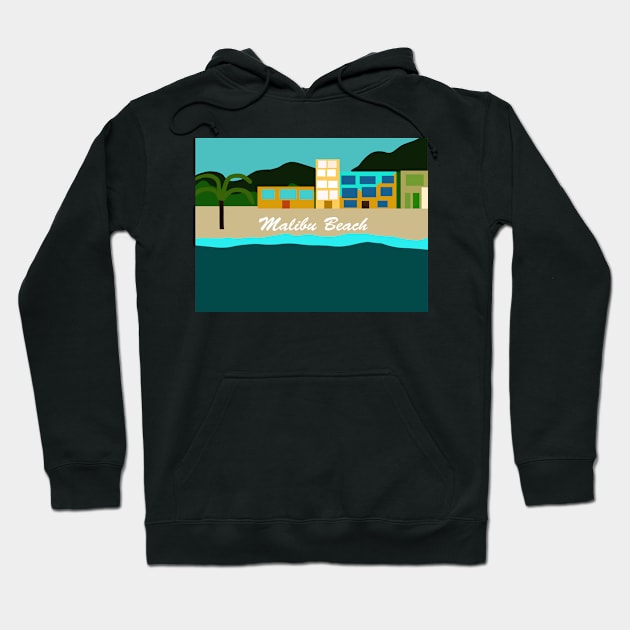 Beautiful Vacation Houses on Malibu Beach Hoodie by Kanika Behari Studio